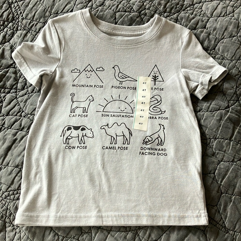 Cat & Jack NWT Yoga Poses Tee Shirt Size 4T - Picture 1 of 5